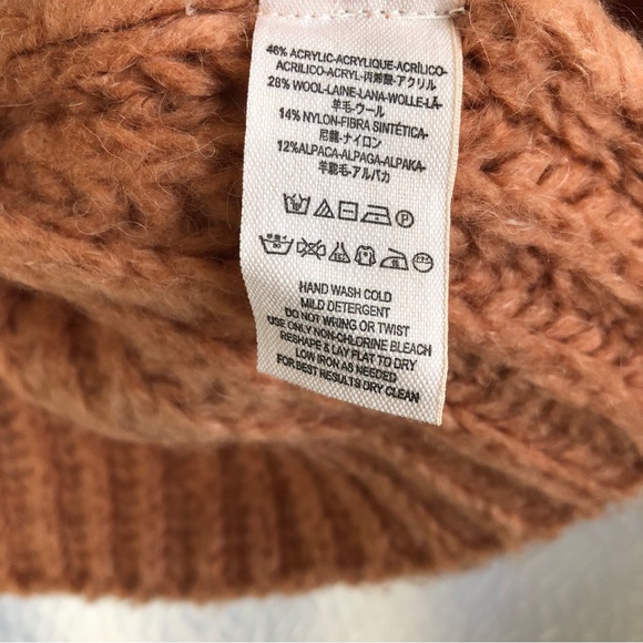 Free People Fluffy Fox Papaya Wool Alpaca Blend Oversized Turtleneck Sweater XS - Picture 15 of 16